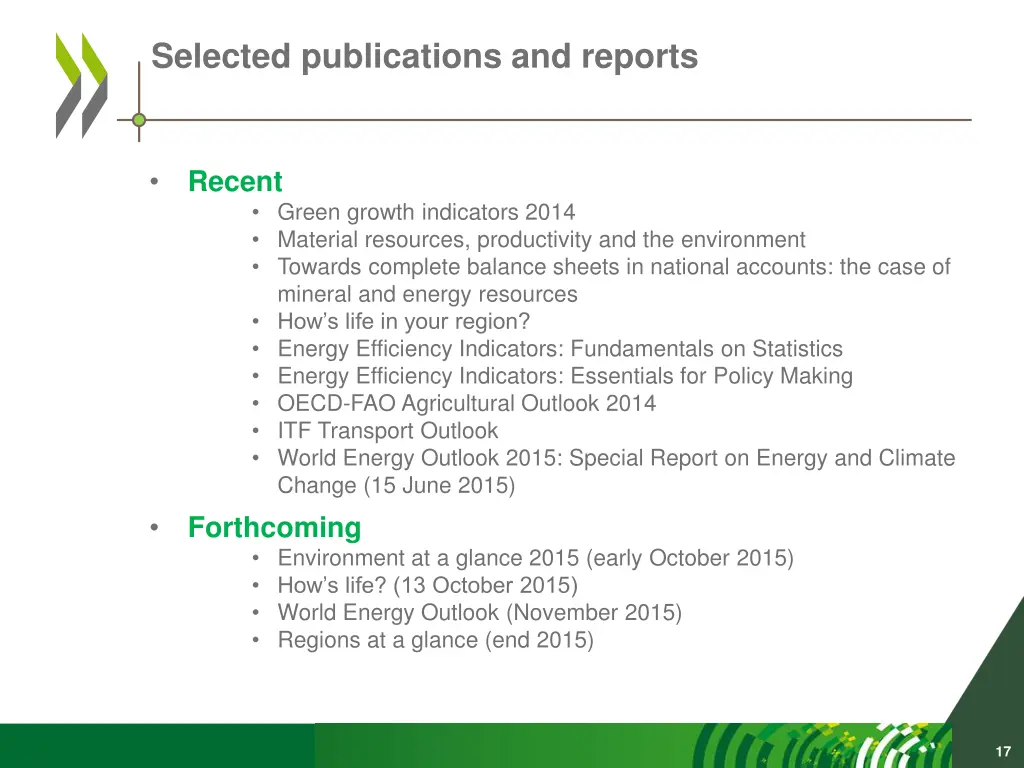 selected publications and reports