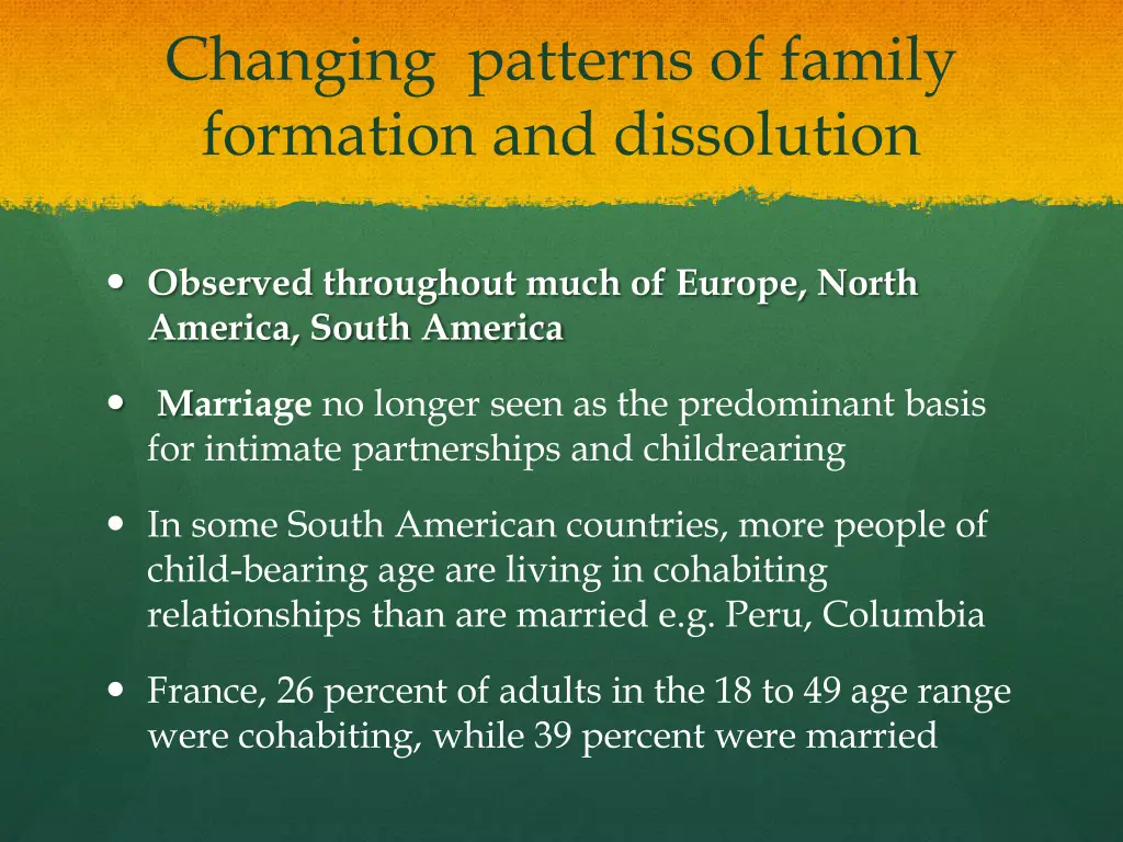 changing patterns of family formation