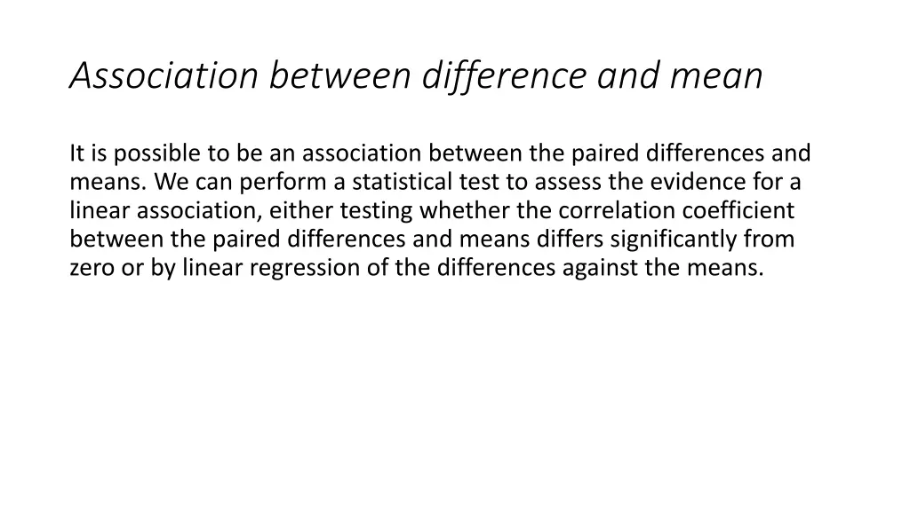 association between difference and mean