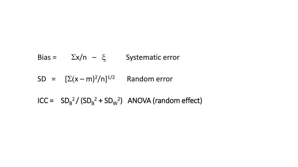 bias x n sd x m 2 n 1 2 random error