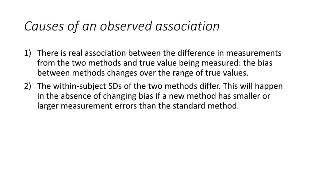 causes of an observed association