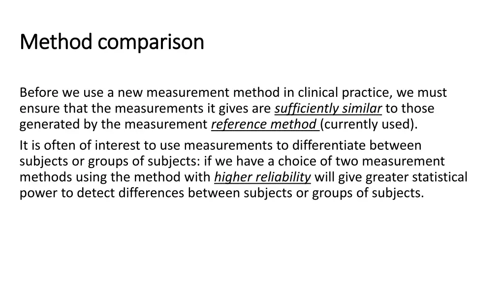 method comparison method comparison