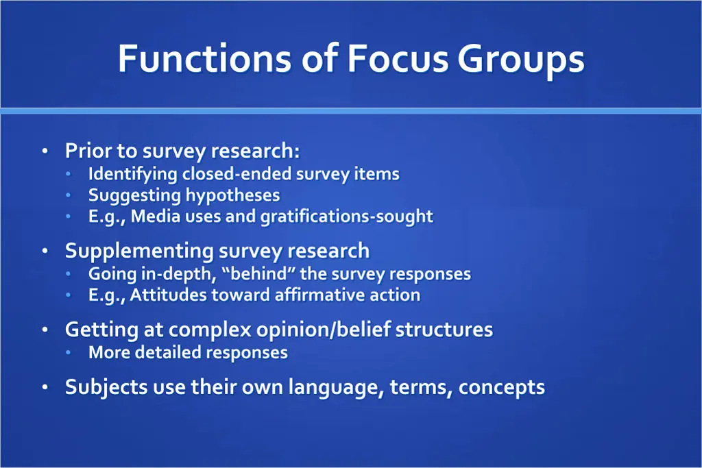 functions of focus groups