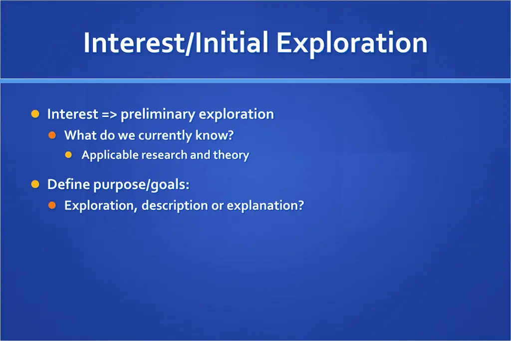 interest initial exploration