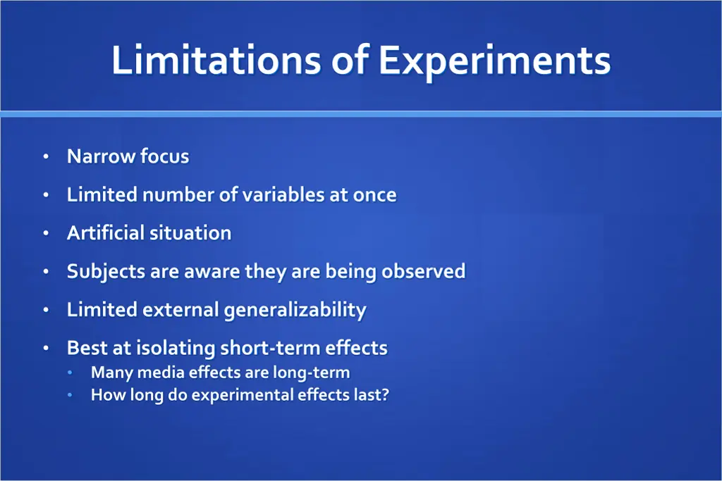 limitations of experiments