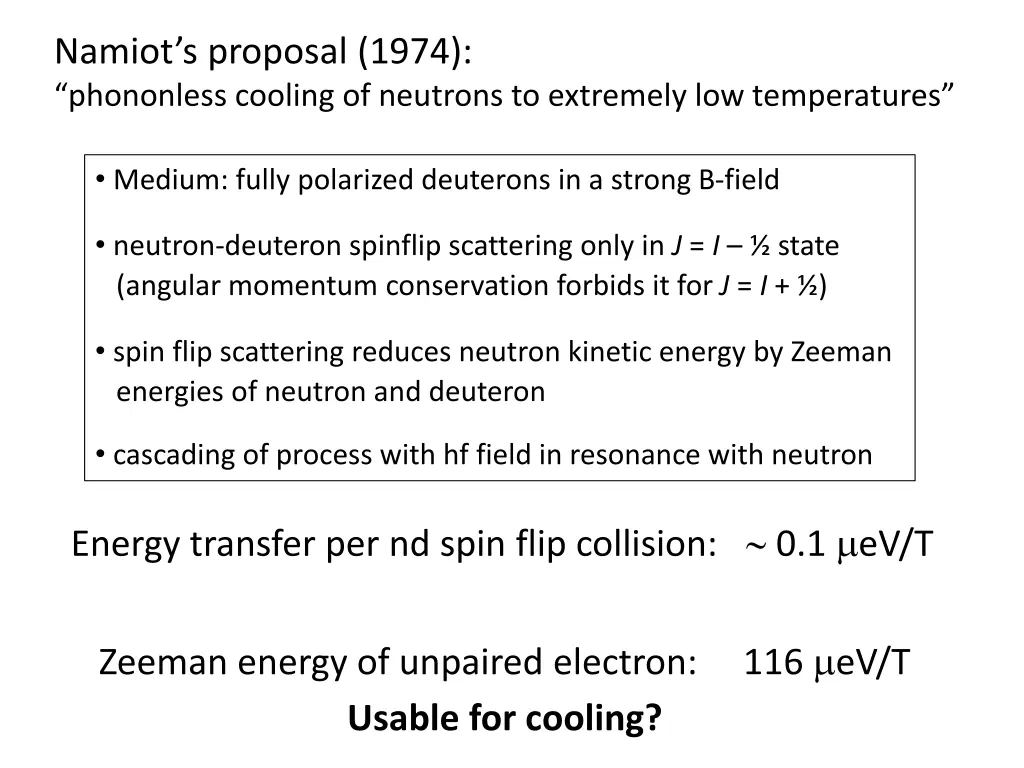 namiot s proposal 1974 phononless cooling