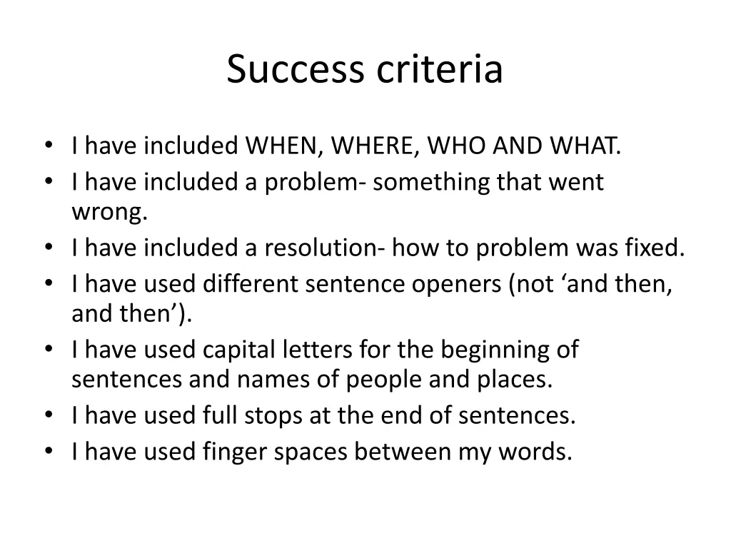 success criteria