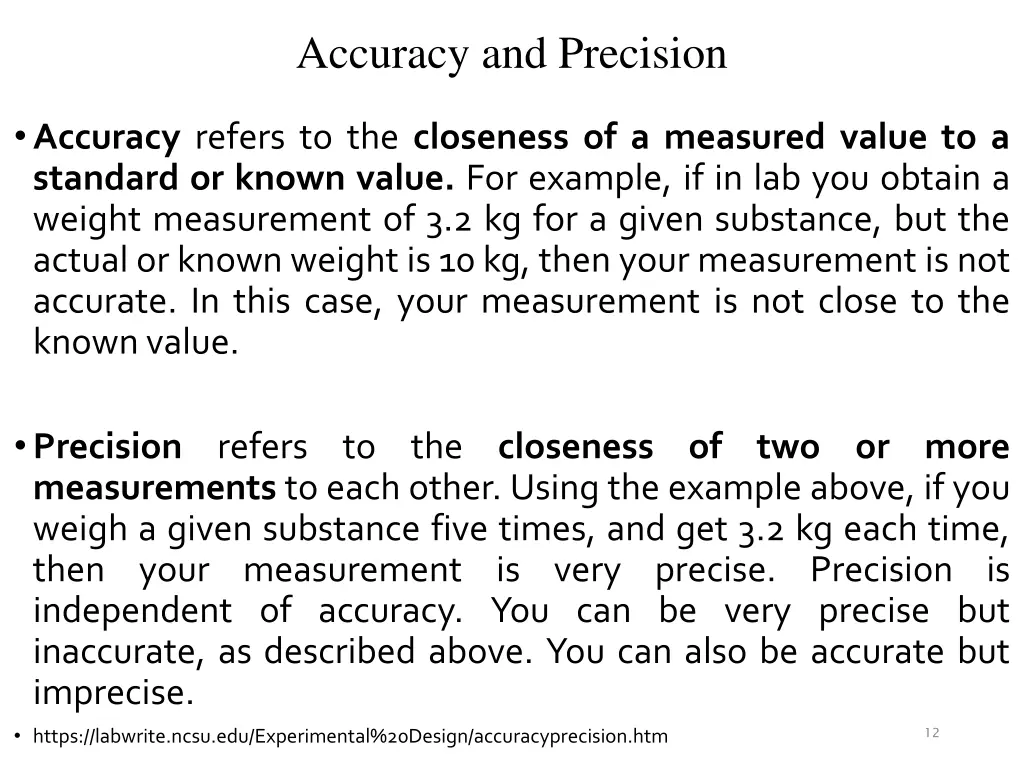 accuracy and precision