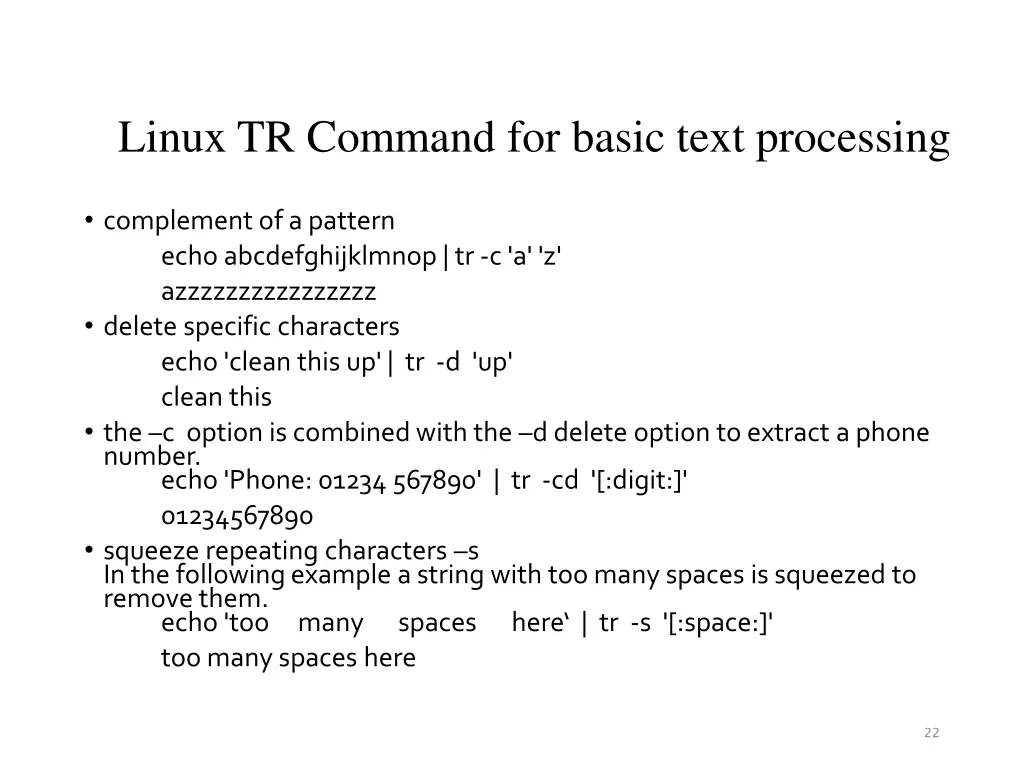 linux tr command for basic text processing 1