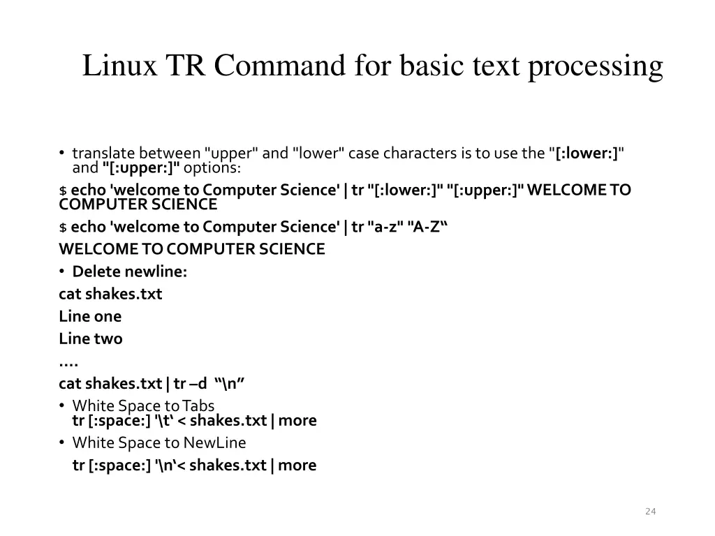 linux tr command for basic text processing 3