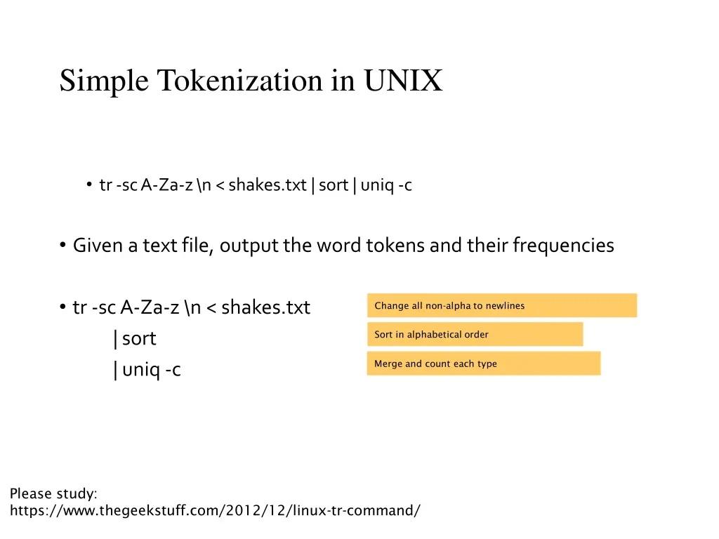 simple tokenization in unix