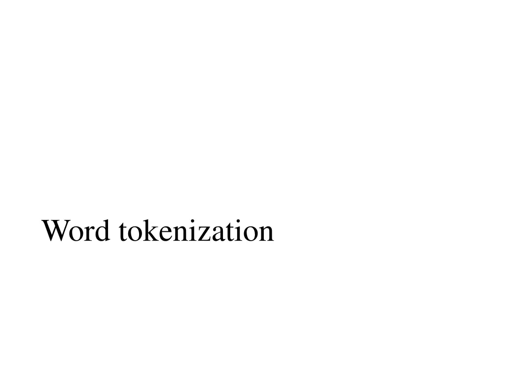 word tokenization