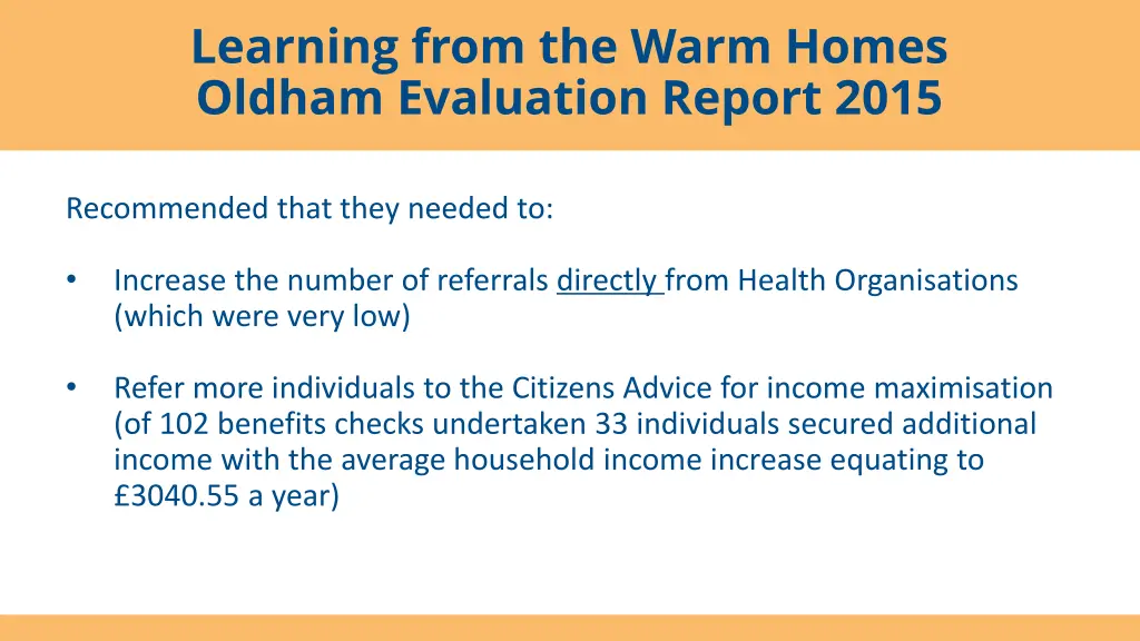 learning from the warm homes oldham evaluation