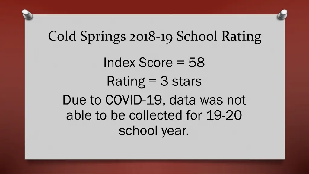 cold springs 2018 19 school rating