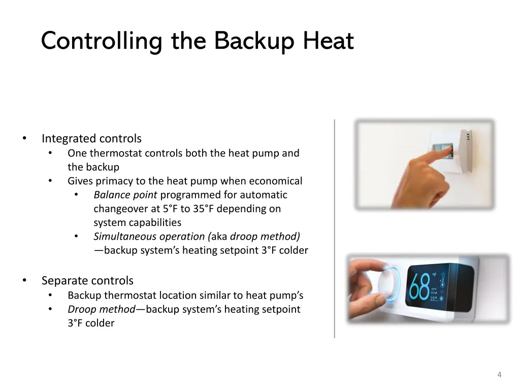 controlling the backup heat