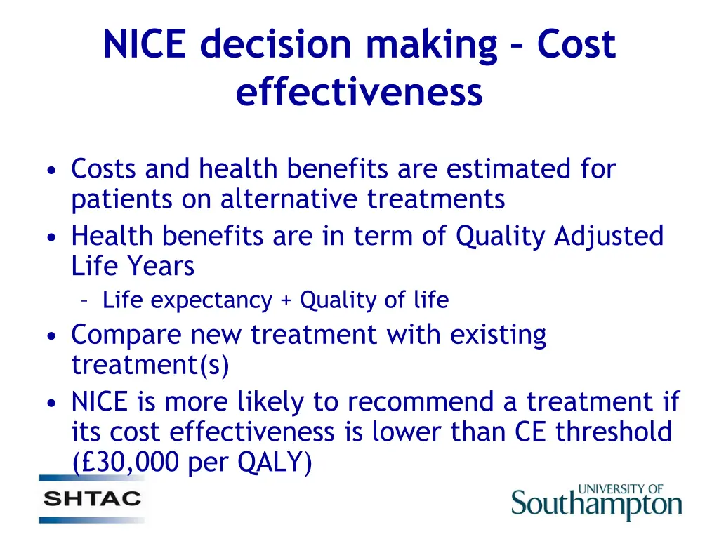 nice decision making cost effectiveness