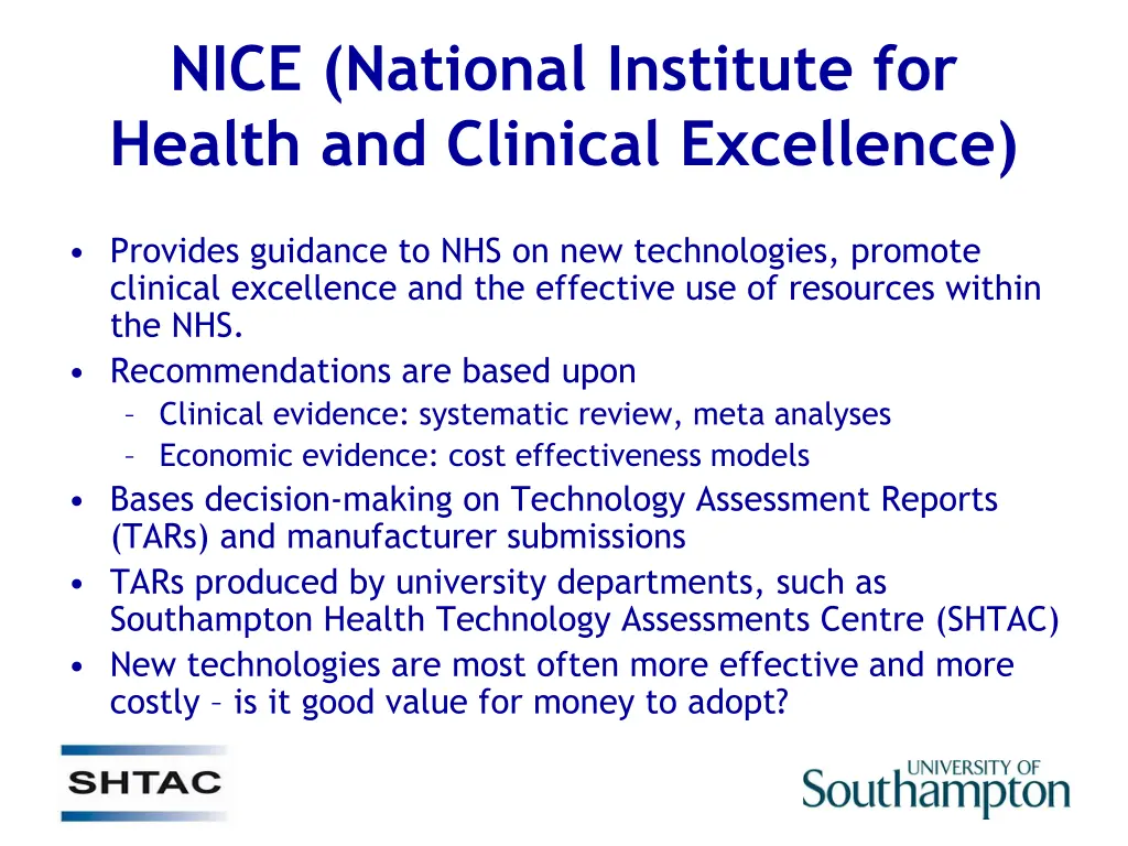 nice national institute for health and clinical