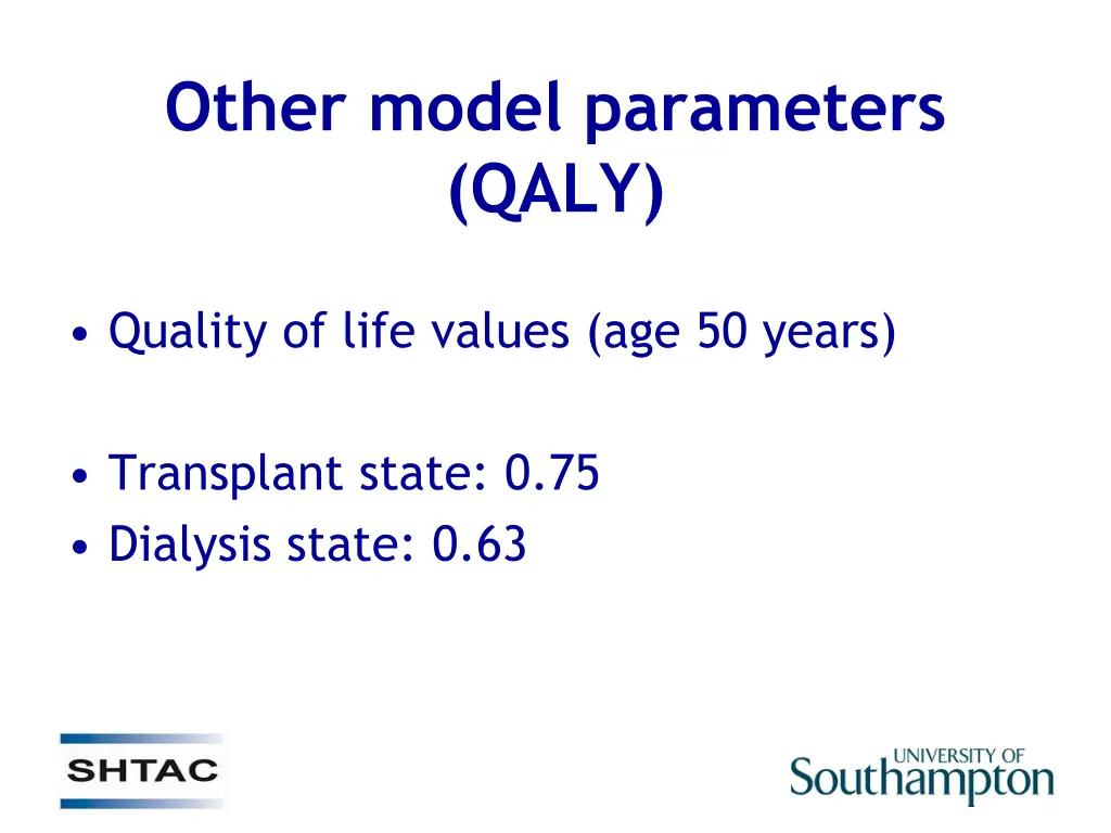 other model parameters qaly