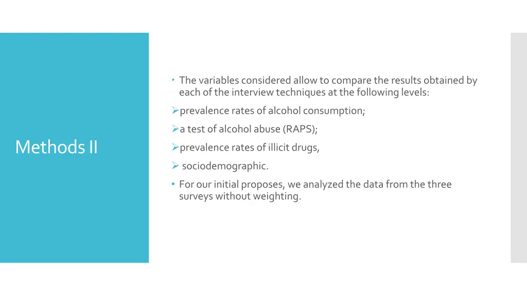 the variables considered allow to compare