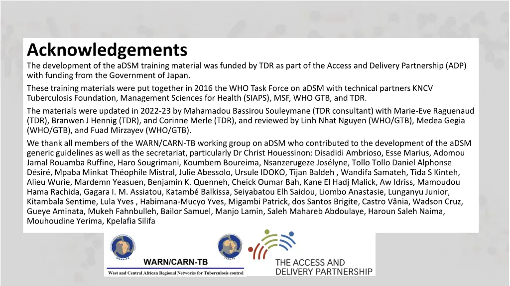 acknowledgements the development of the adsm