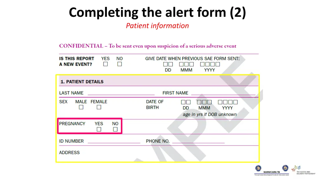 completing the alert form 2 patient information