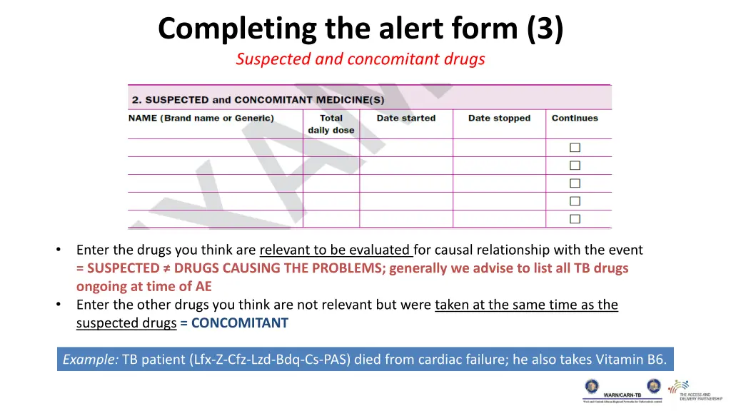 completing the alert form 3 suspected