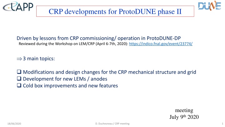 crp developments for protodune phase ii