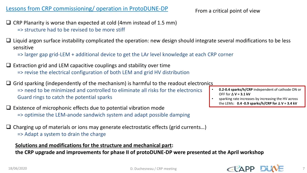 lessons from crp commissioning operation