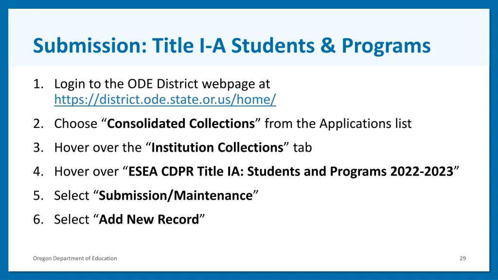 submission title i a students programs