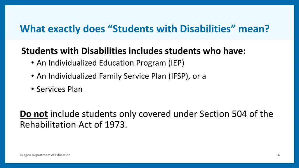 what exactly does students with disabilities mean