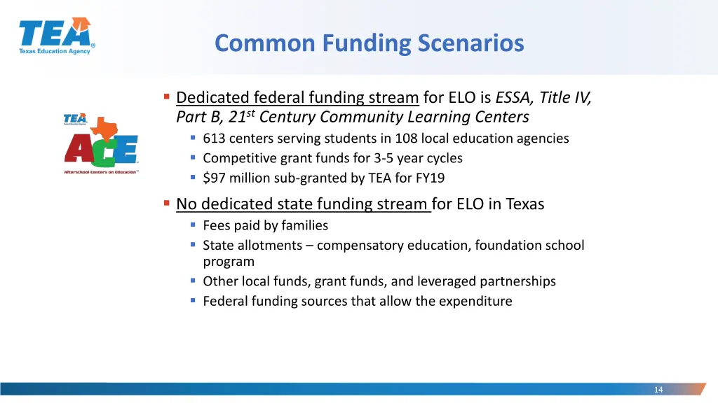 common funding scenarios