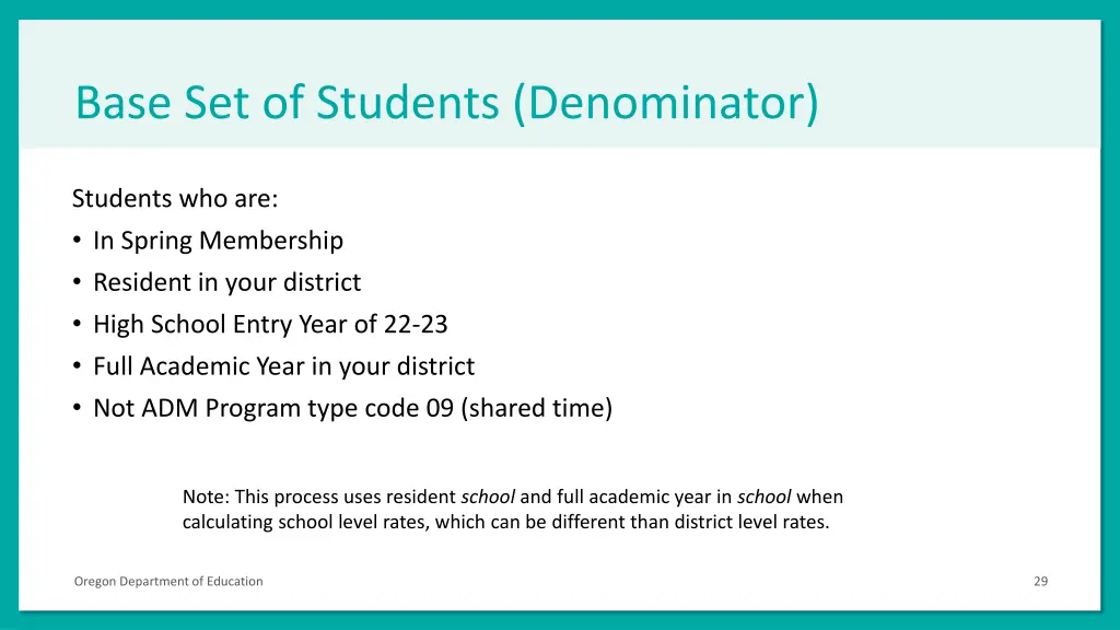 base set of students denominator