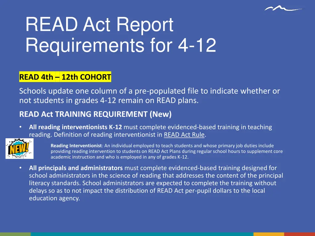 read act report requirements for 4 12