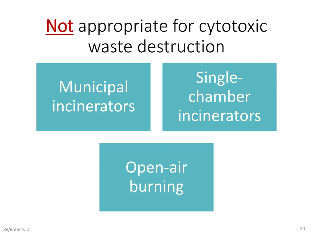 not not appropriate for cytotoxic waste