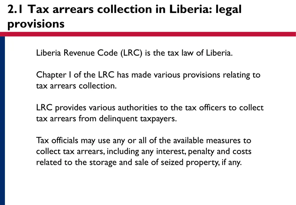 2 1 tax arrears collection in liberia legal