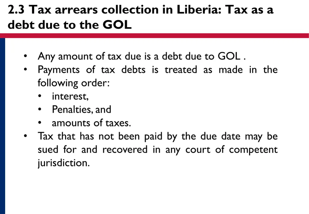 2 3 tax arrears collection in liberia