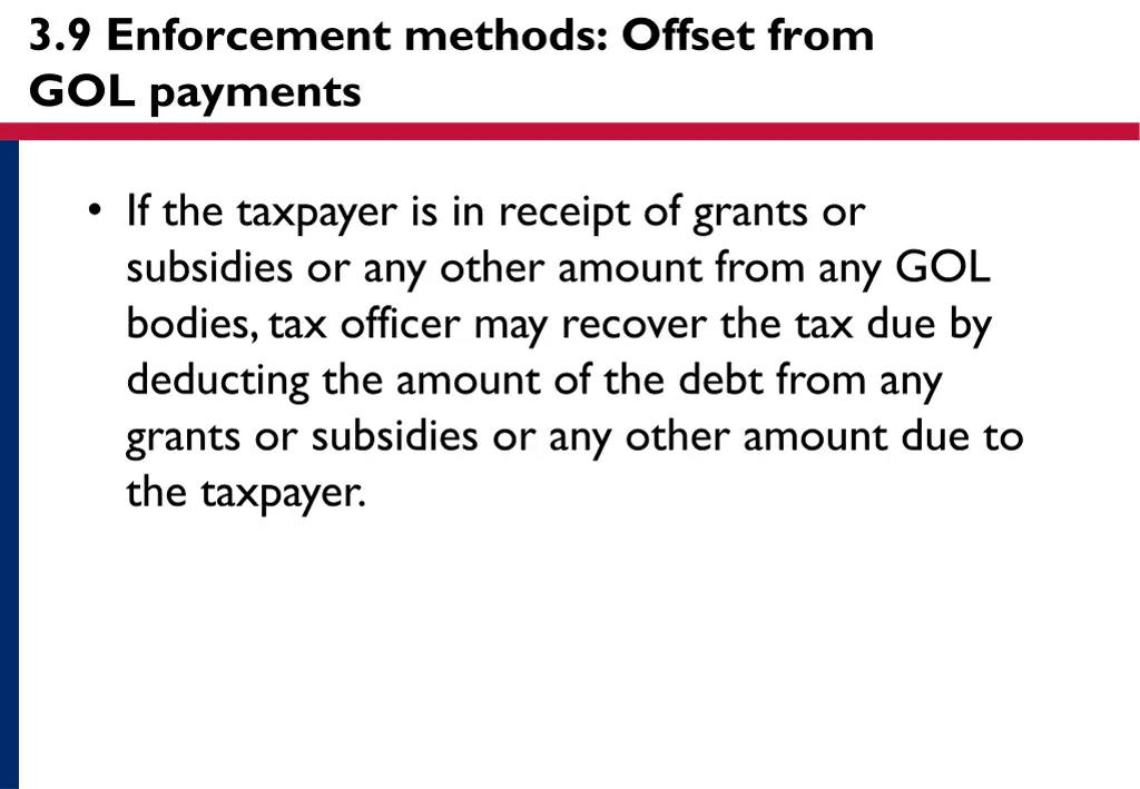 3 9 enforcement methods offset from gol payments