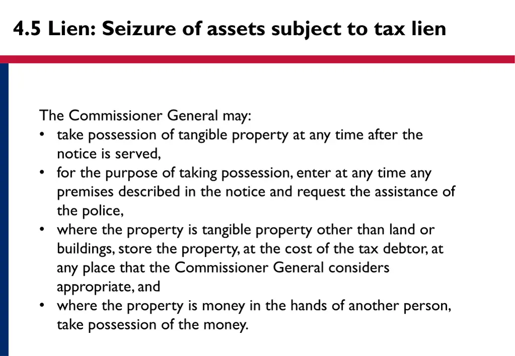 4 5 lien seizure of assets subject to tax lien