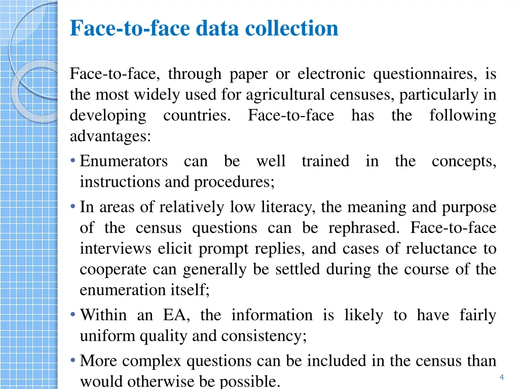 face to face data collection