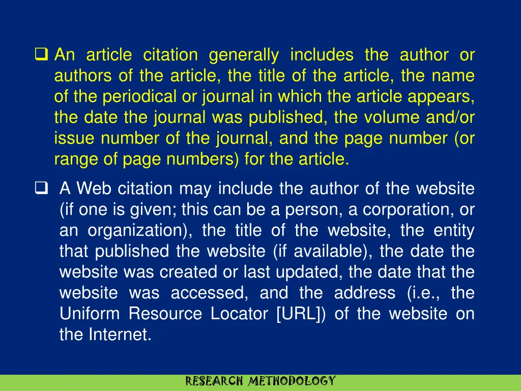 an article citation generally includes the author