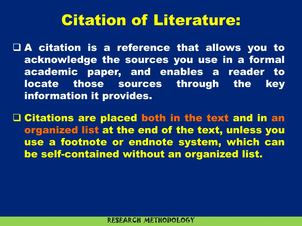 citation of literature