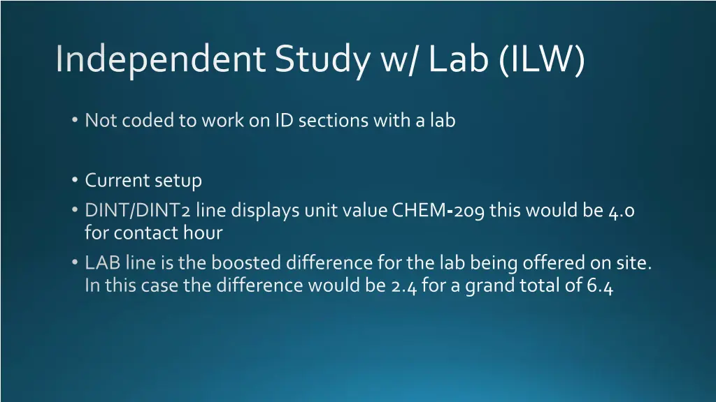 independent study w lab ilw