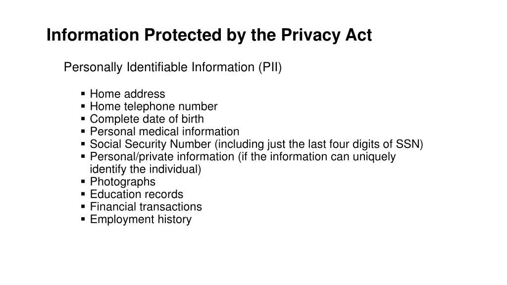 information protected by the privacy act 1