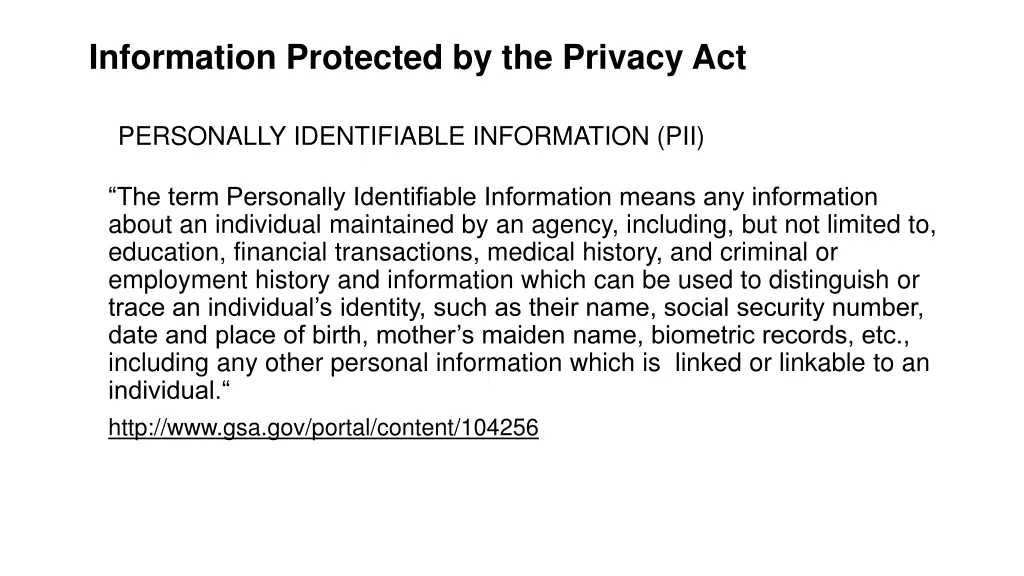 information protected by the privacy act