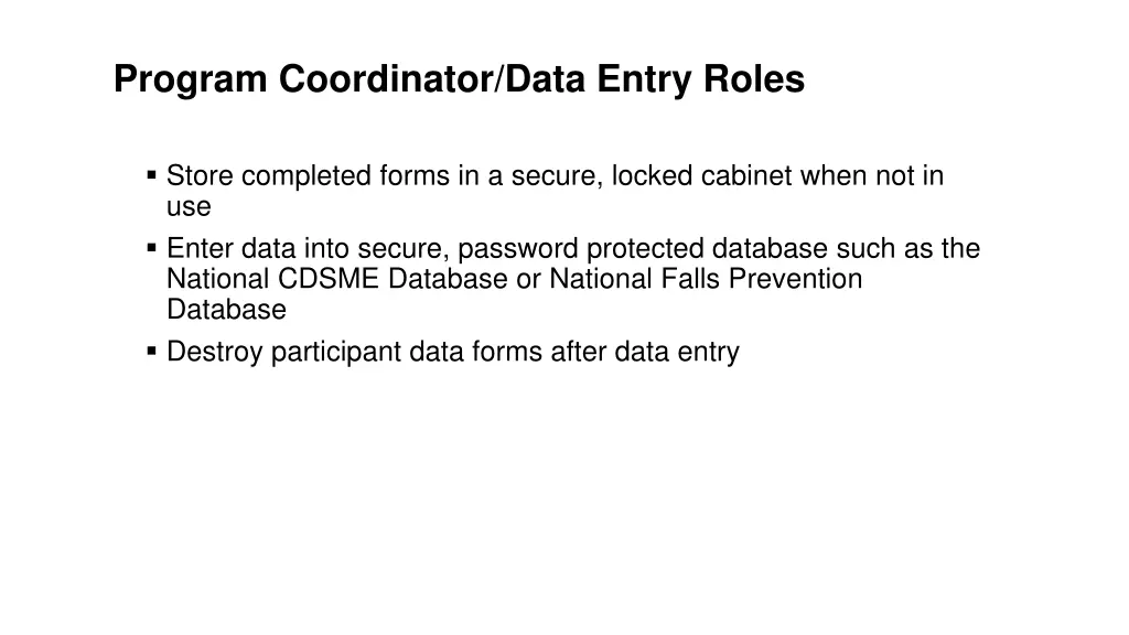 program coordinator data entry roles