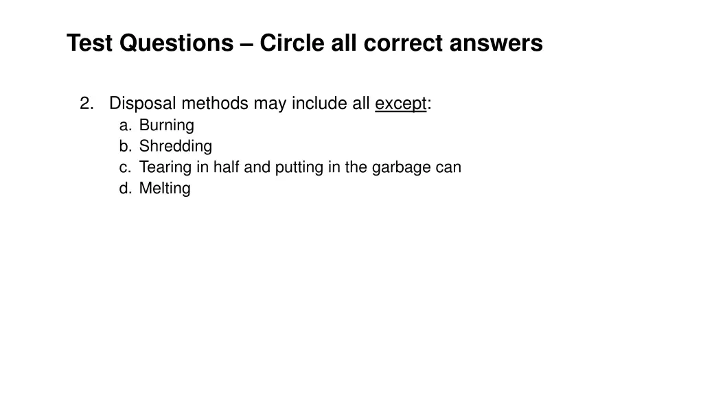 test questions circle all correct answers 1