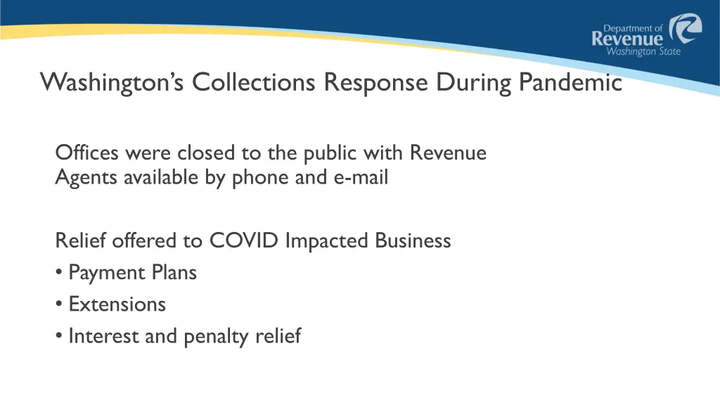 washington s collections response during pandemic