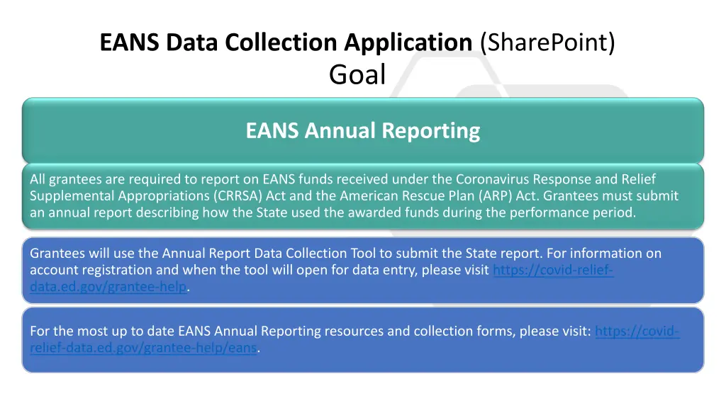 eans data collection application sharepoint goal