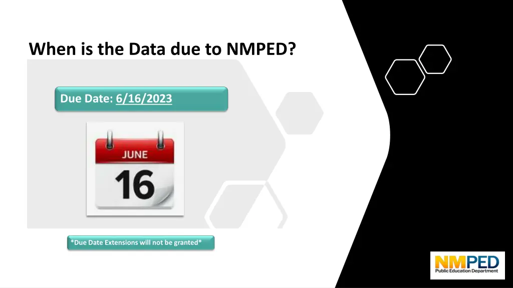 when is the data due to nmped