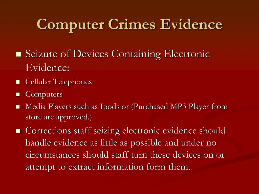 computer crimes evidence